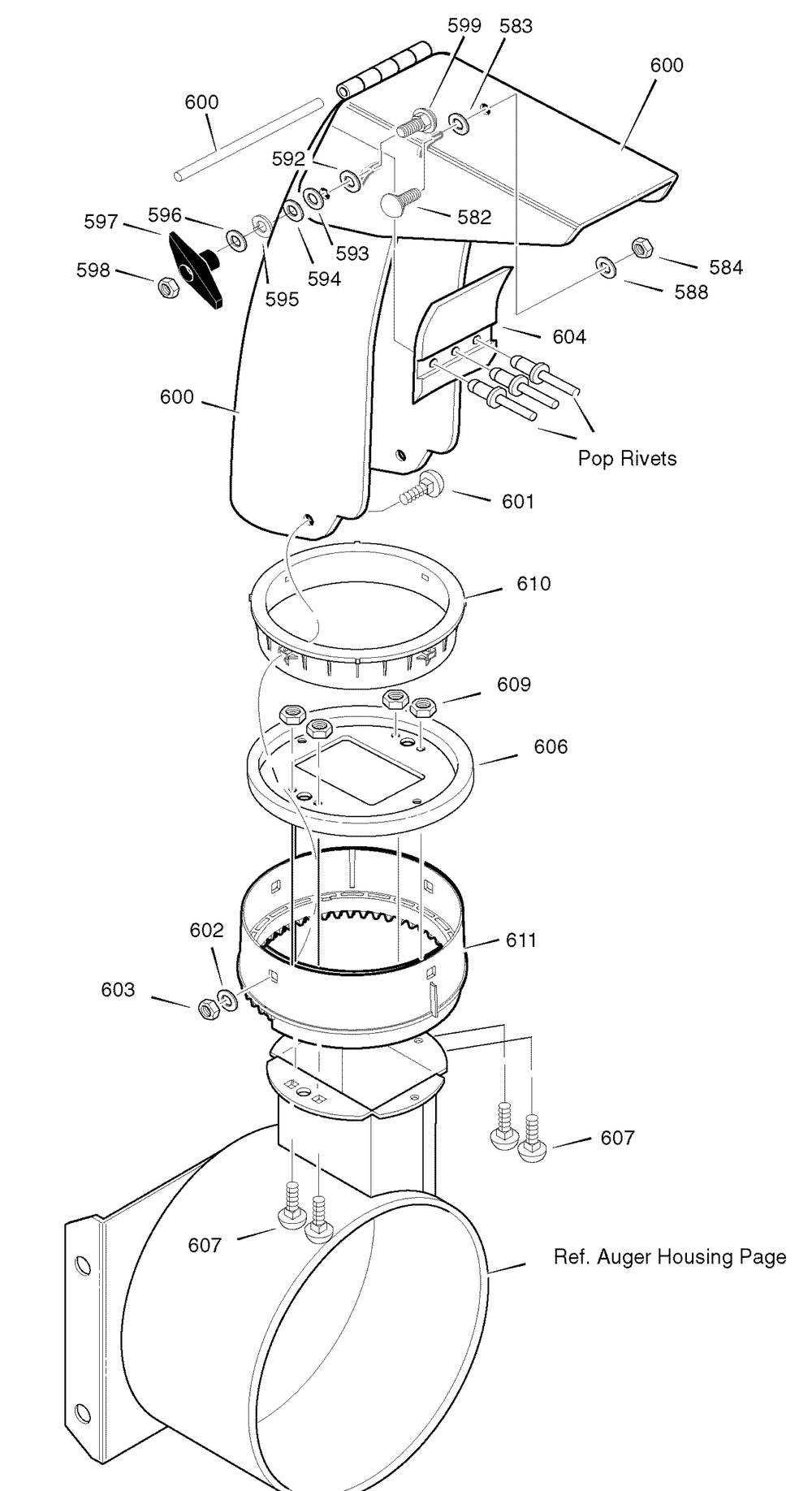 Discharge Chute Diagram and Parts List for 626750X16B 2004 Briggs and Stratton Snow Blower